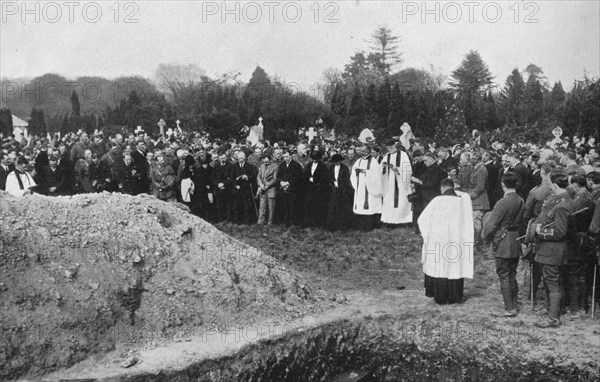 'The funeral of some of the Lusitania victims at Queenstown', 1915. Artist: Unknown.