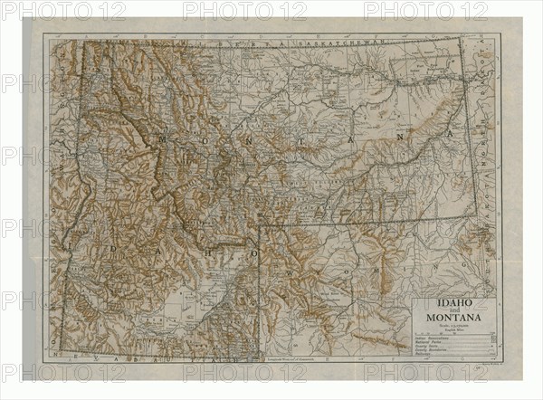 Map of Idaho and Montana, USA, c1910s. Artist: Emery Walker Ltd.