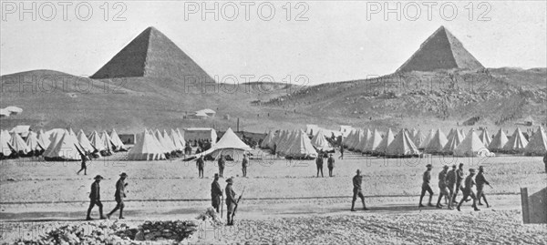 'The Australian troops in Egypt encamped near the Pyramids', 1914. Artist: Unknown.