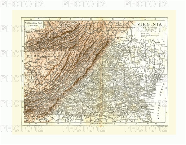 Map of Virginia, USA, c1900. Artist: Carl Hentschel.