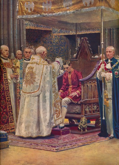 'The Anointing: The Archbishop Making the Sign of the Cross on the King's Head', 1937. Artist: Unknown.