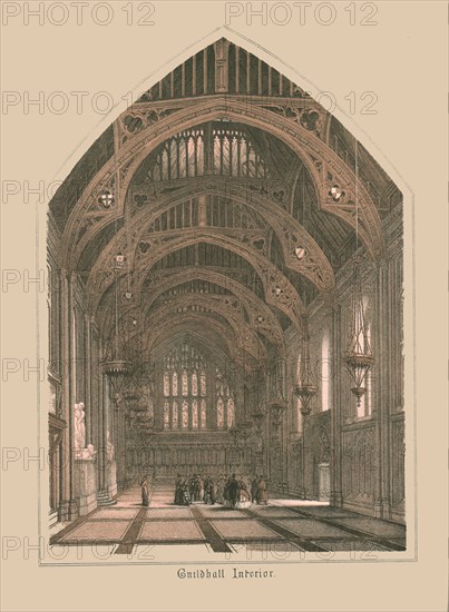 Guild Hall Interior, 1886.  Artist: Unknown.