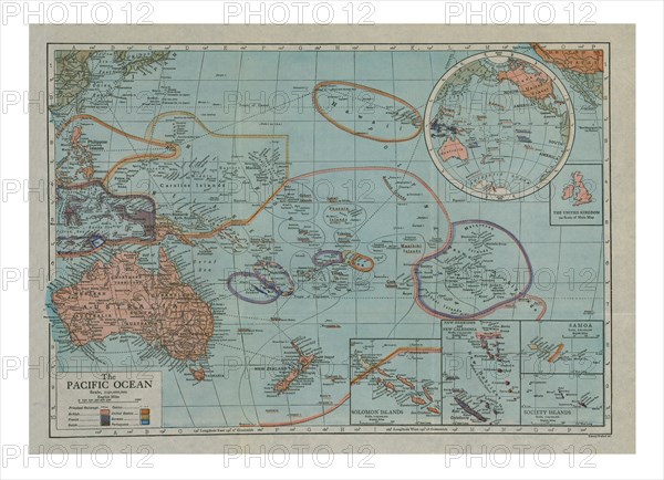 Map of the Pacific Ocean, c1910s. Artist: Emery Walker Ltd.