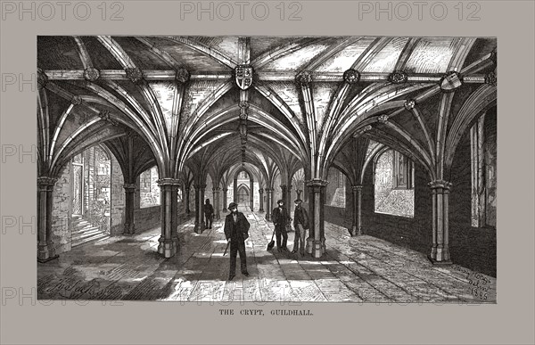 The Guild-Hall Crypt, 1886.  Artist: Unknown.