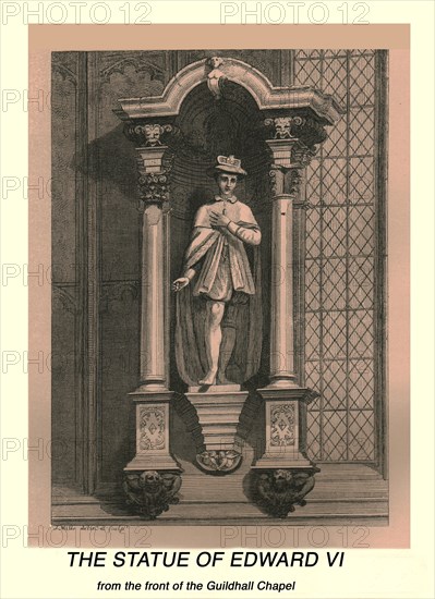 The Statue of Edward VI, 1886. Artist: J Mills.