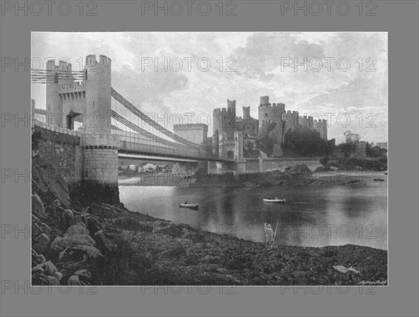 Conway Castle and Bridges, c1900. Artist: Catherall & Pritchard.
