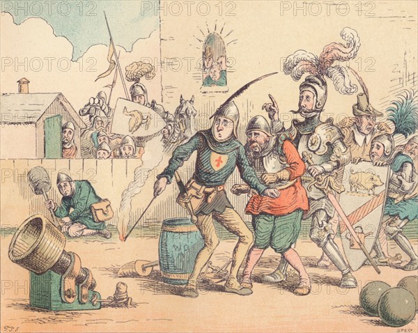 'The Introduction of Artillery', c1884. Artist: Thomas Strong Seccombe.