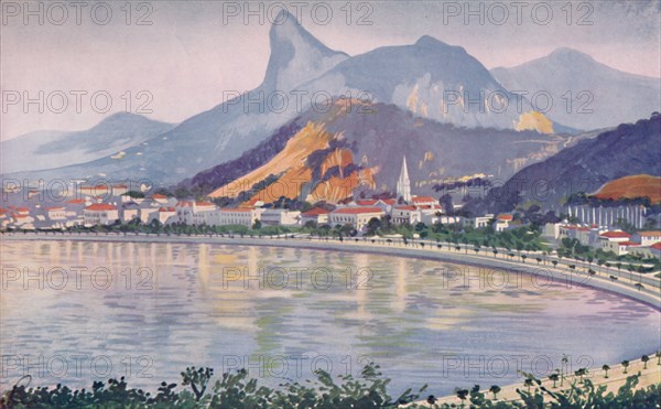 'The Botafogo portion of Rio's Bay-side Avenue, overlooked by Corcovado Mountain', 1914. Artist: Unknown.