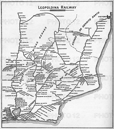 'Map of the Leopoldina Railway System', 1914.  Artist: Unknown.