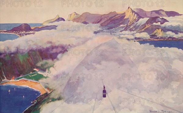 'The Aerial Ropeway Car descending from the Sugar Loaf Mountain', 1914. Artist: Unknown.
