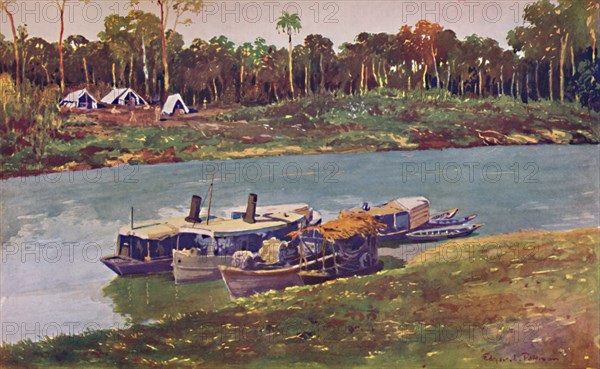 'A Military Encampment on a reach of the Upper Amazon, three thousand miles from the Sea', 1914. Artist: Unknown.