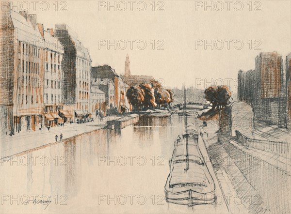 'The Canal St. Martin', c1927, (1927). Artist: Henry Franks Waring.