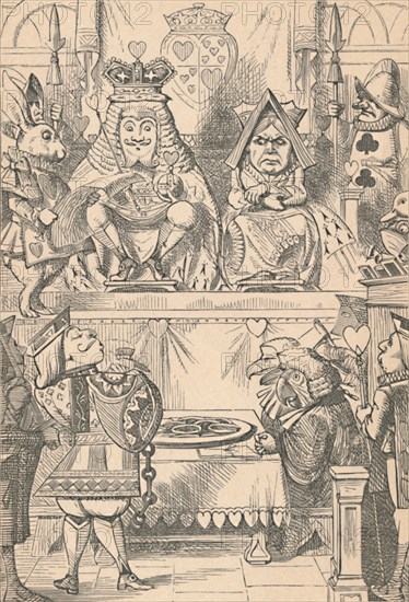 'The King and Queen of Hearts in Court', 1889. Artist: John Tenniel.