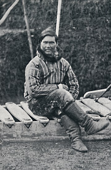 An Eskimo resting on his sledge, 1912. Artist: Pierre Petit.