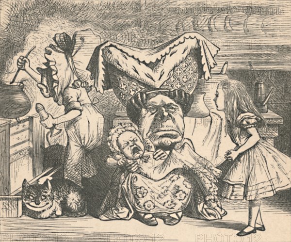 'Alice, the Duchess, and the Baby', 1889. Artist: John Tenniel.