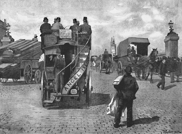 'London Bridge, South', 1891. Artist: William Luker.