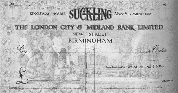 'A Symbolical Cheque Design', 1917. Artist: London City & Midland Bank.