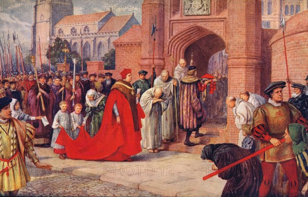 'Cardinal Wolsey possibly entering Hampton Court Palace', 1917. Artist: Unknown.