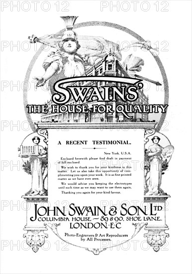 'John Swain & Son Ltd. - advert', 1916. Artist: John Swain & Son.