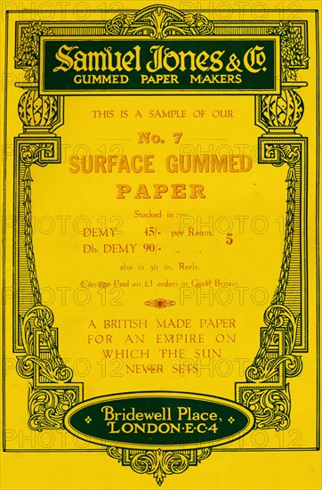 'Samuel Jones & Company Gummed Paper Makers advert, 1919. Artist: Unknown.