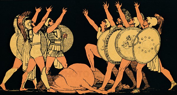 ''The Oath of the Seven Chiefs', 1880. Artist: Flaxman.