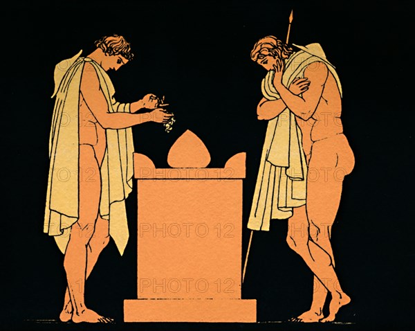 'Orestes at the Tomb of his Father', 1880. Artist: Flaxman.