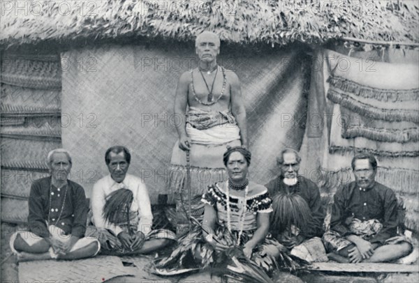 A group of Samoans, including the well-known rebel Mata'afa Iosefo (the standing figure), 1902. Artist: Thomas Andrew.