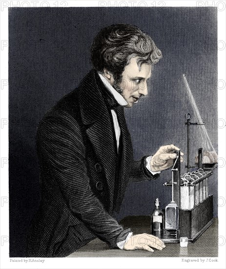 Michael Faraday, British chemist and physicist, c1845. Artist: J Cook.