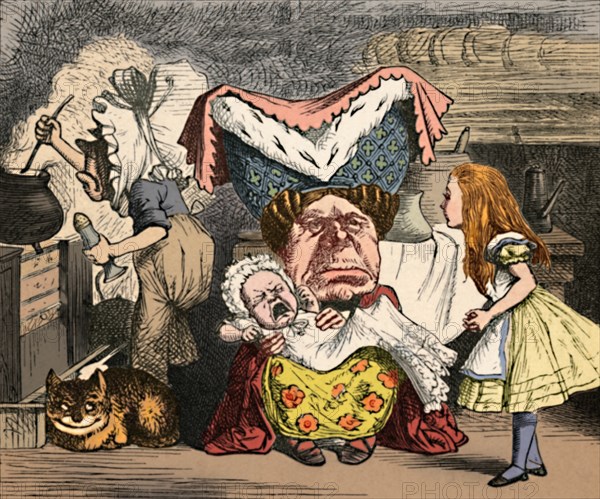 'Alice, the Duchess, and the Baby', 1889. Artist: John Tenniel.