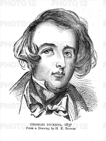 Charles Dickens, 1837. Artist: H K Brown.