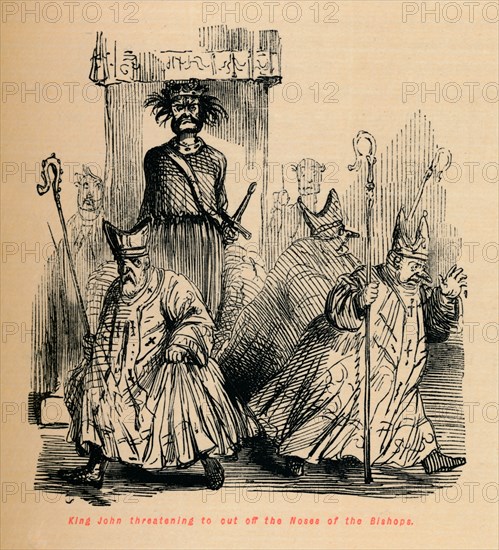 'King John threatening to cut off the Noses of the Bishops', c1860, (c1860). Artist: John Leech.