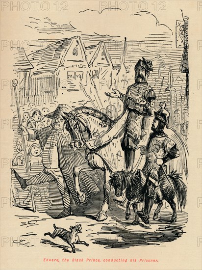 'Edward the Black Prince, conducting his Prisoner', c1860, (c1860). Artist: John Leech.