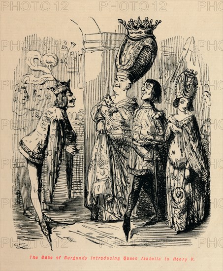 'The Duke of Burgundy introducing Queen Isabella to Henry V', c1860, (c1860). Artist: John Leech.