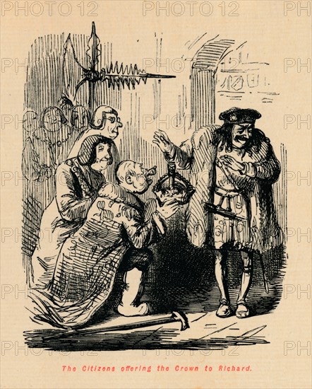 'The Citizens offering the Crown to Richard', . Artist: John Leech.