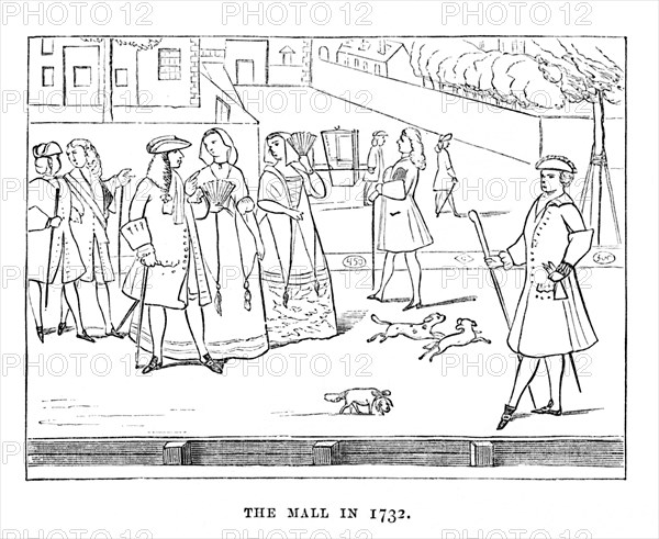 'The Mall in 1732', c1870. Artist: Unknown.