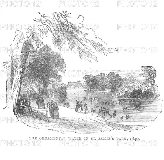 'The Ornamental Water in St. James' Park, 1840', c1870. Artist: Unknown.