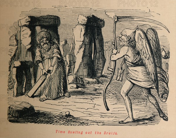 'Time Bowling out the Druids', c1860, (1860). Artist: John Leech.