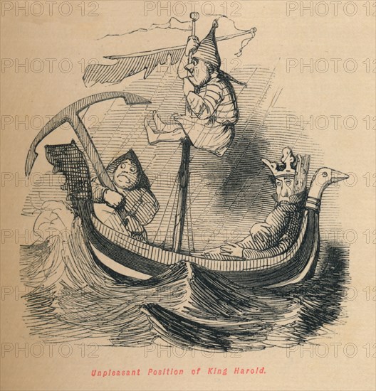 'Unpleasant Position of King Harold', c1860, (c1860). Artist: John Leech.