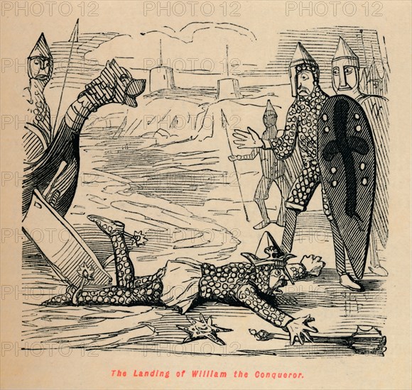 'The Landing of William the Conqueror', c1860, (c1860). Artist: John Leech.