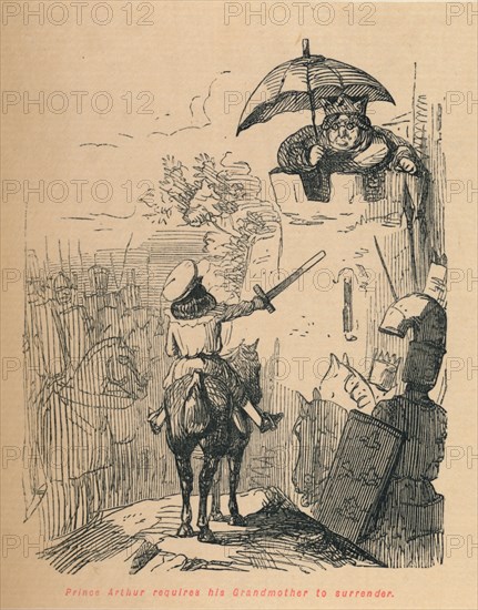 'Prince Arthur requires his Grandmother to surrender', c1860, (c1860). Creator: John Leech.