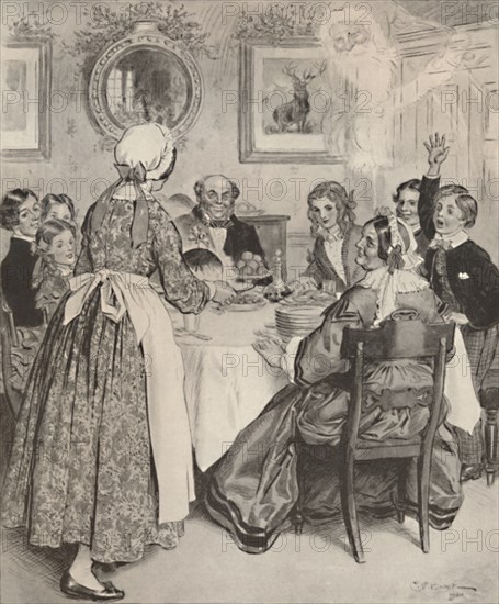 Let Me Think of the Comfortable Family Dinners., 1862, (1923).  Artist: Charles Edmund Brock.