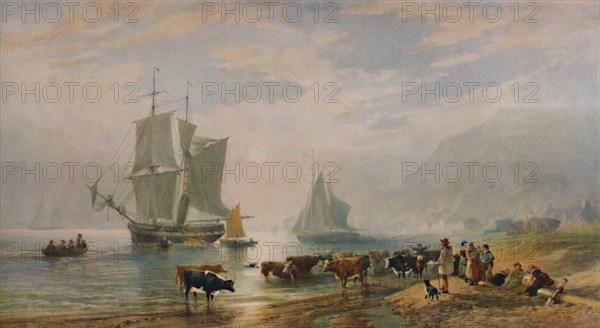 'A Summer Evening: Landing Cattle', 1858, (1935). Artist: Edward Duncan.