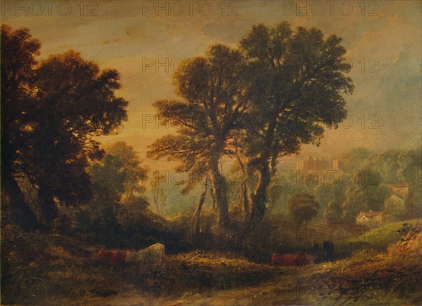 'Dunster Castle: Sunset', c1850, (1935). Artist: Anthony Vandyke Copley Fielding.