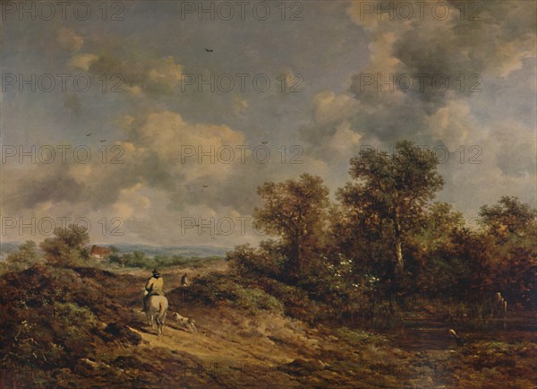 'View Near Sevenoaks, Kent, with man on white horse', 19th century, (1935). Artist: Richard Hilder.