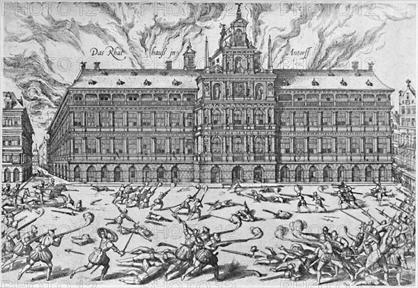 'The Sack of Antwerp, 1576', (1903). Artist: Frans Hogenberg.