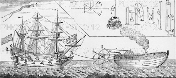 'Jonathan Hulls's Steam Tug Boat', 1736, (1904). Artist: Unknown.