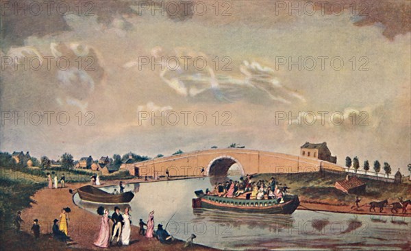 'The Accommodation Barge on the Paddington Canal', 1801, (1904). Artist: Unknown.