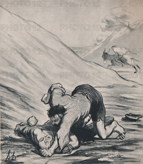 'The Robbers and the Donkey', c.1860s, (1946).  Artist: Honore Daumier.