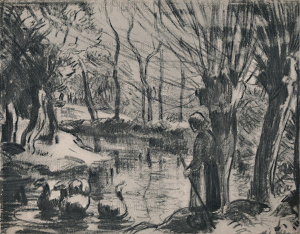 'The Goose Girl', c.1870s, (1946). Artist: Camille Pissarro.