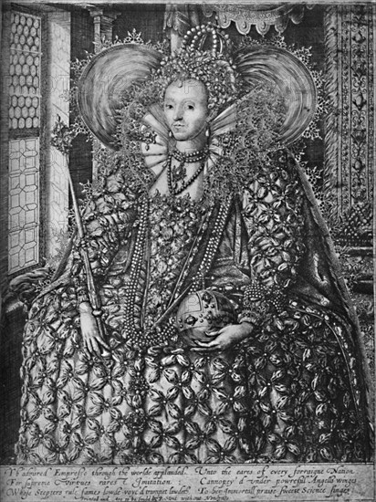 'Queen Elizabeth Standing in a Room with a Lattice Window', c1592 (1903). Artist: William Rogers.